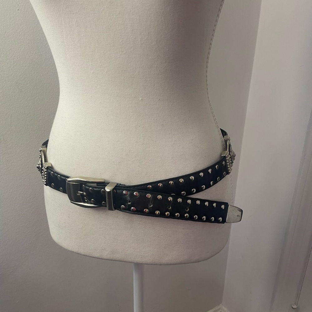 Studded Black Belt with Medusa Head - Picture 4 of 8
